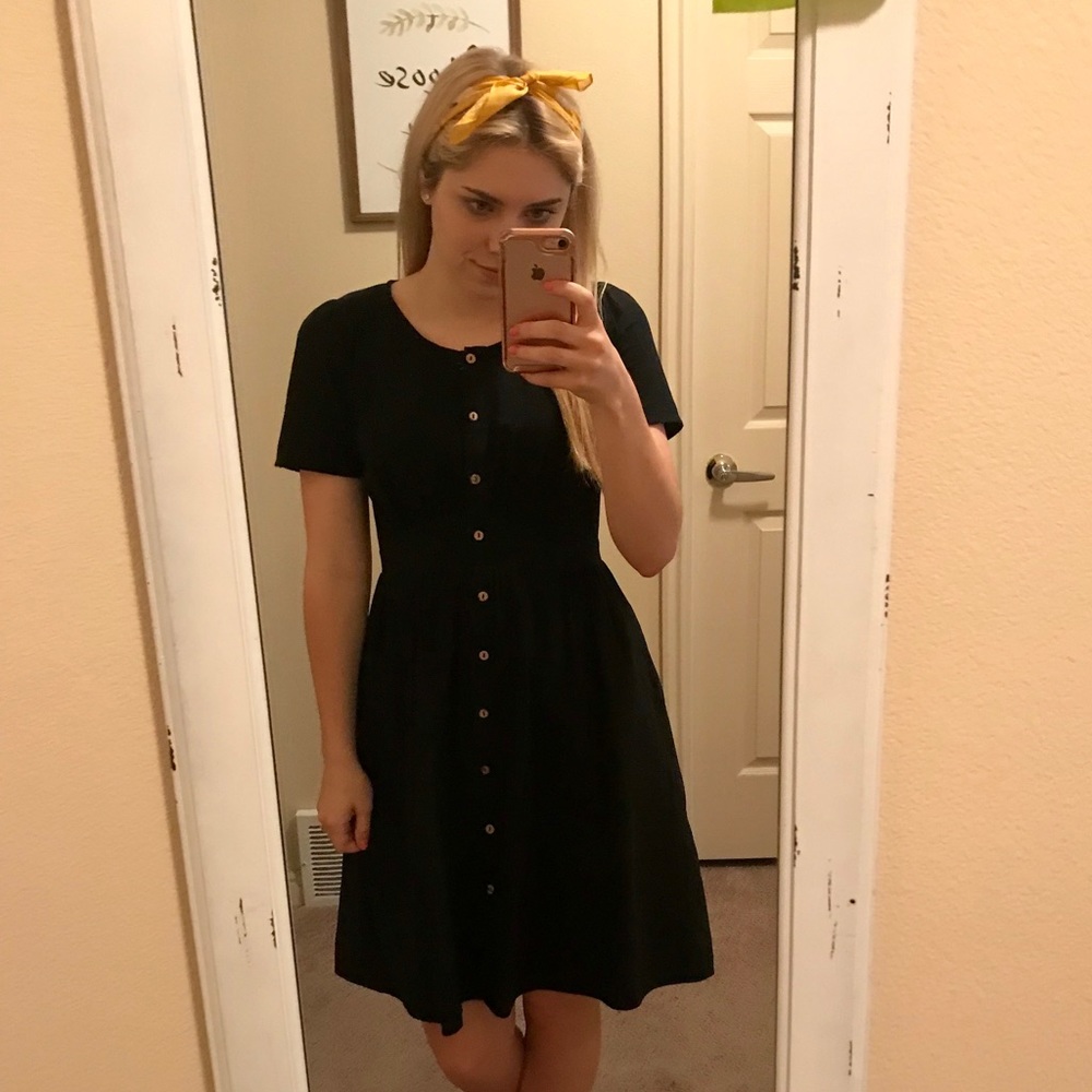 Polagram Black Button Up Dress